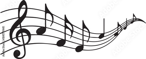 Black and White Musical Notes Illustration