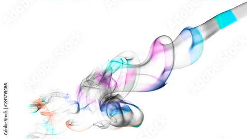 Dynamic Flow of Multicolored Smoke on white background. Abstract art composition photography