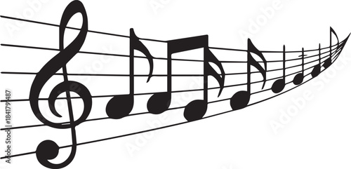 Black and White Musical Notes on Staff