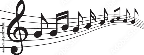 Black and White Musical Notes Illustration