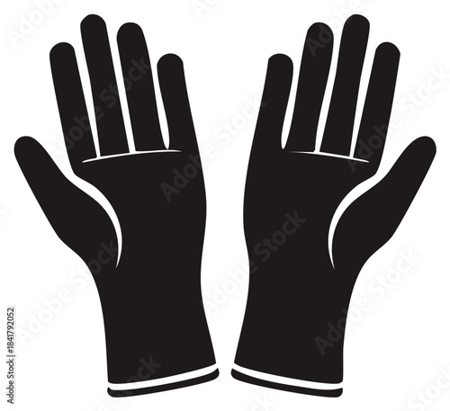 Pair of Black Gloves Illustration, Hand Protection, Work Safety Equipment