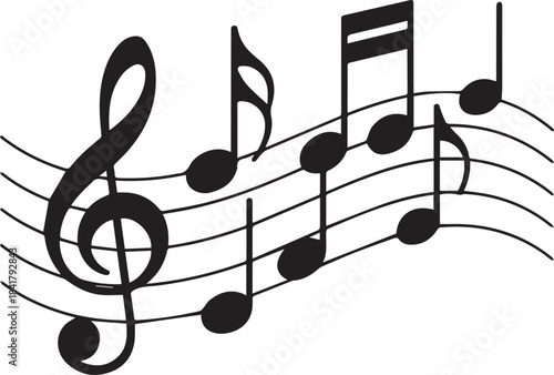 Musical Notes on Staff Line Illustration