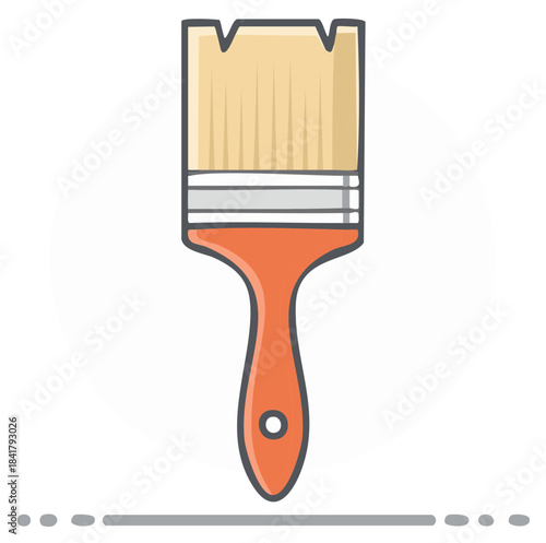 Paintbrush Illustration with Orange Handle and Beige Bristles for Home Decor and Art Projects