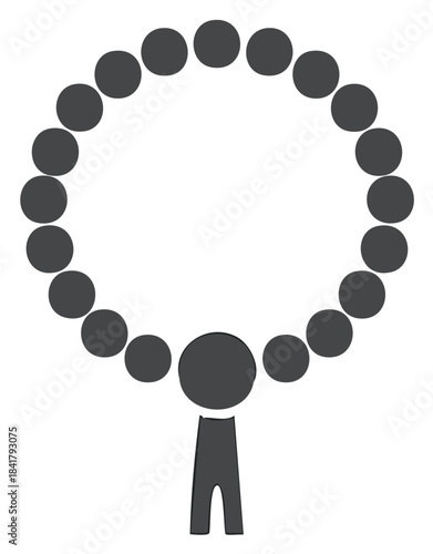 Simple Rosary Beads Illustration for Prayer or Meditation Rituals