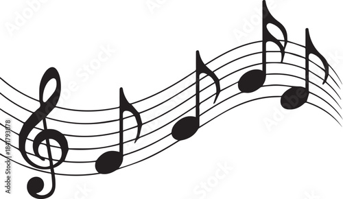 Black and White Musical Notes Illustration