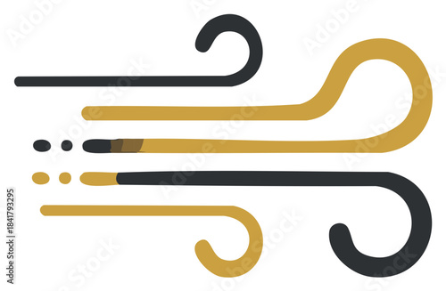 Abstract illustration of wind gusts in gold and black