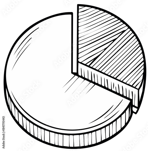 Hand Drawn Pie Chart with Striped Section for Business Data Analysis and Statistical Reports