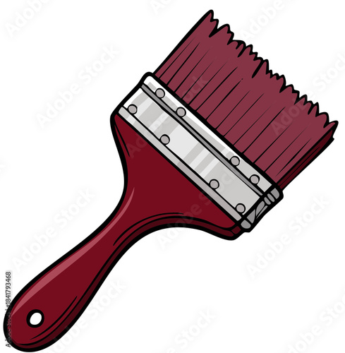 Stylized red paint brush vector illustration for artistic and renovation concepts