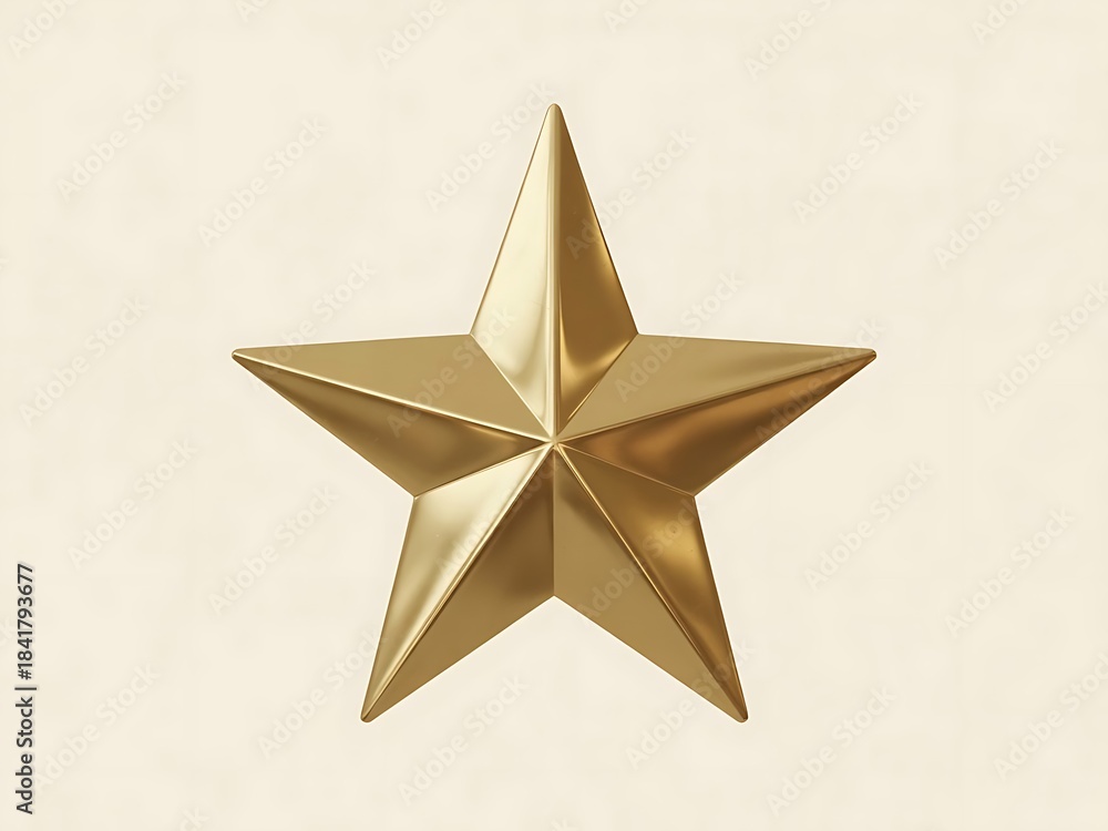 Fototapeta premium A single golden star shape isolated on white background