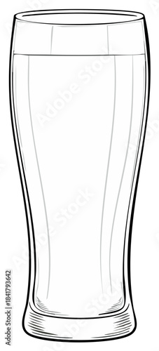 Clean minimalist illustration of a slender pilsner glass perfect for various cold beverages