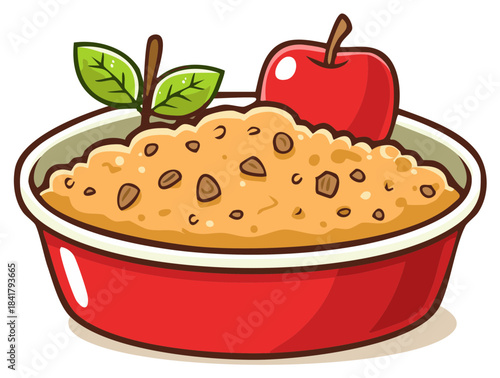 Wholesome Oat Porridge Topped with Fresh Apple and Leafy Greens