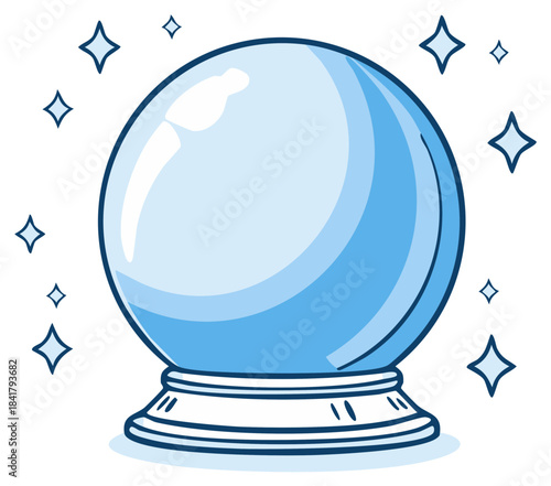 Cartoon Magic Crystal Ball Shining With Stars For Fortune Telling Fantasy Future Magical Orb Predictions And Spiritual Insight