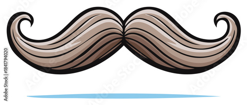 Detailed Cartoon Mustache Graphic With Elegant Swirls in Varied Brown Shades