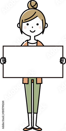 ホワイトボードを持つ若い女性