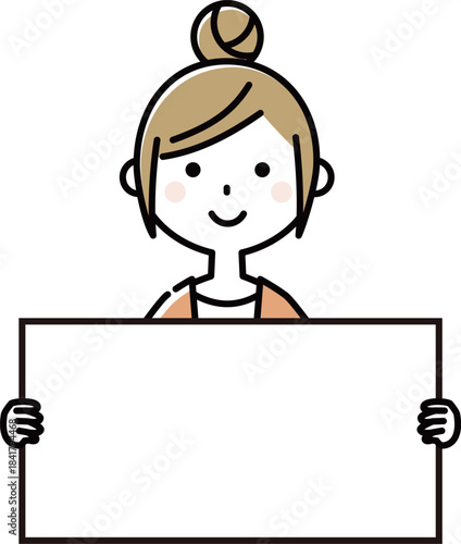 ホワイトボードを持つ若い女性