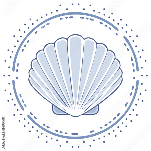 Stylized Sea Shell Seashell Icon in Blue Coastal Design