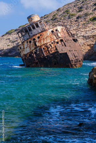 Shipwreck of Olympia on the coast of Amorgos