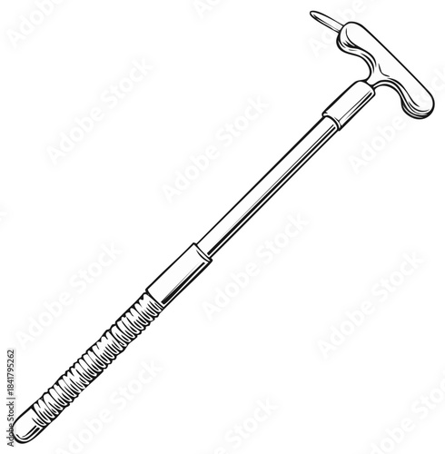 Black and White Line Art Golf Putting Practice Training Aid Tool Vector Illustration