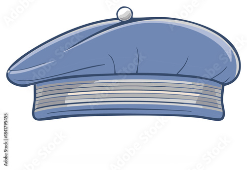 Illustration of Blue Beret, Chef's Toque, Culinary Hat, Headwear, Clothing