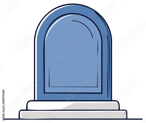 Stylized blue gravestone memorial marker headstone remembrance illustration with a light blue fill and dark outline