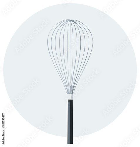 Stylized wire whisk cooking utensil illustration for baking and culinary needs