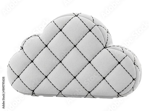 Textured white cloud shape with diamond quilting stitches isolated