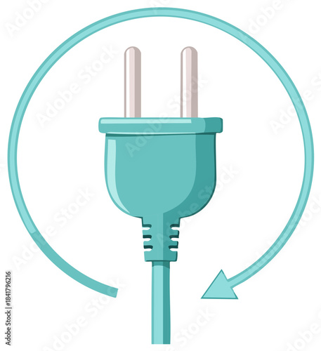Electric Plug with Circular Arrow Symbolizing Connection and Energy