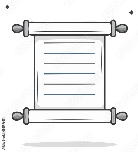 Unrolled Scroll Document with Text Lines Vector Illustration for Important Message