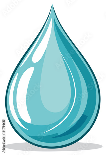 Shiny blue water droplet vector graphic or teardrop icon