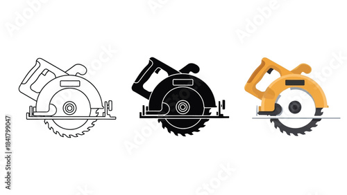 Circular Modern USB Charger Vector Set in Three Styles — Line Art, Silhouette and Color Version, in Black and Yellow Designs. 