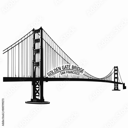 Outline illustration of Golden Gate Bridge San Francisco landmark