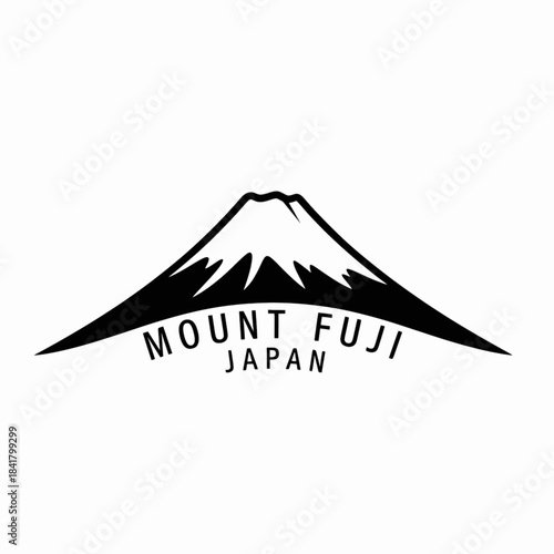 Minimalist silhouette illustration of Mount Fuji Japan natural landmark