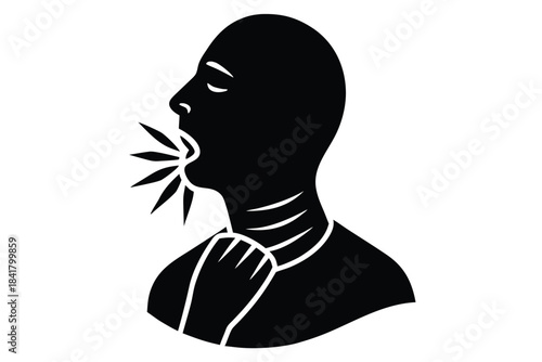 sore throat vector icon silhouette
