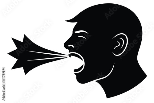 sneezing face vector icon silhouette