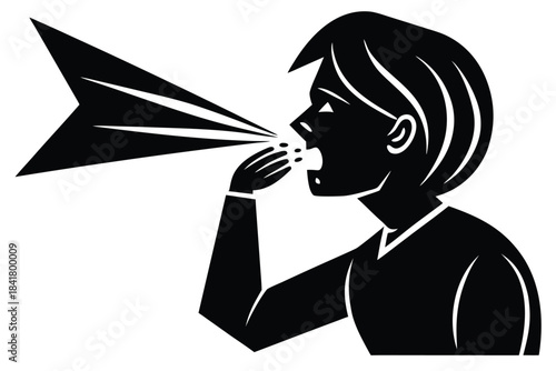 coughing person vector icon silhouette