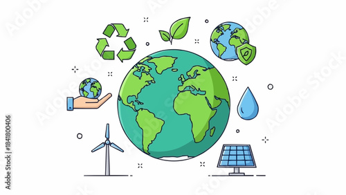 Global environmental protection and sustainable energy concept illustration