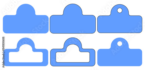 Blue Folder Tab and Index Label Collection for Digital Organization and UI Design