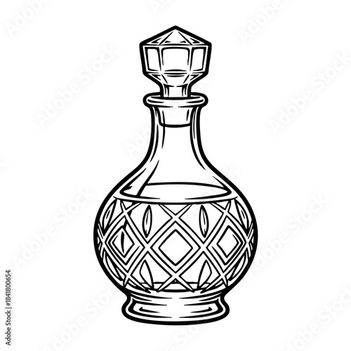 Vintage Crystal Decanter Outline Illustration