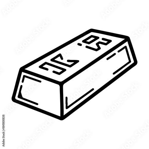 Gold Bar Doodle Vector Icon. Finance and Wealth Symbol