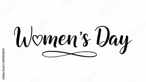 Womens day elegant calligraphy text with heart detail