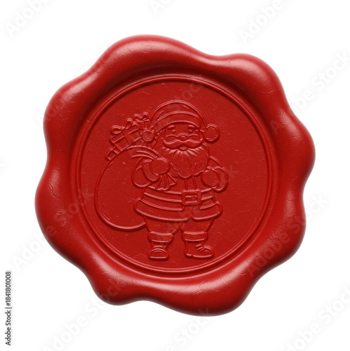 Red wax seal featuring a charming Santa Claus design, perfect for festive Christmas mail, holiday greetings, and special gift wrapping.