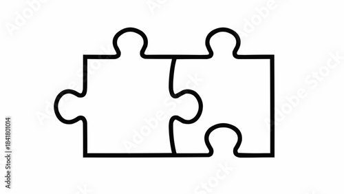 Two interlocking puzzle pieces outline icon vector graphic symbol
