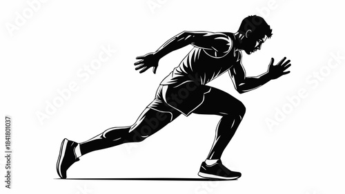Silhouette of a male runner sprinting at full speed