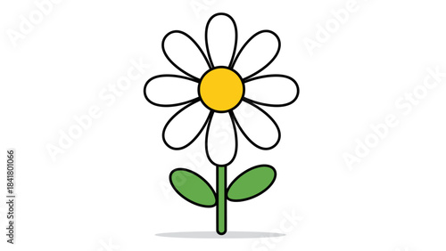 Daisy Delight: A simple yet cheerful daisy stands proudly against a bright background, its pristine white petals encircling a sunny yellow center, evoking feelings of innocence and new beginnings.
