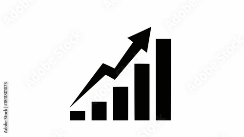 Business growth bar chart with upward trending arrow icon