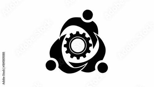 Teamwork and collaboration concept with gear mechanism icon