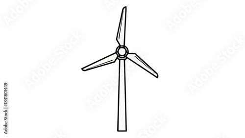 Simple line drawing of a modern threeblade wind turbine