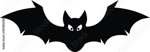 Flying bat silhouette nocturnal animal wings extended vector