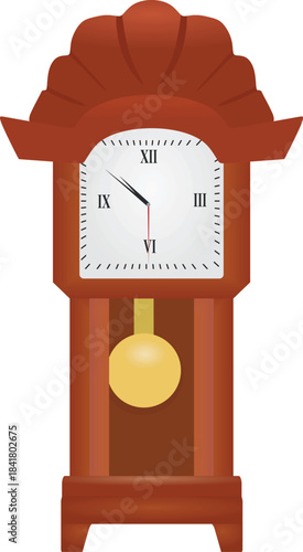Brown grandfather clock, vector illustration