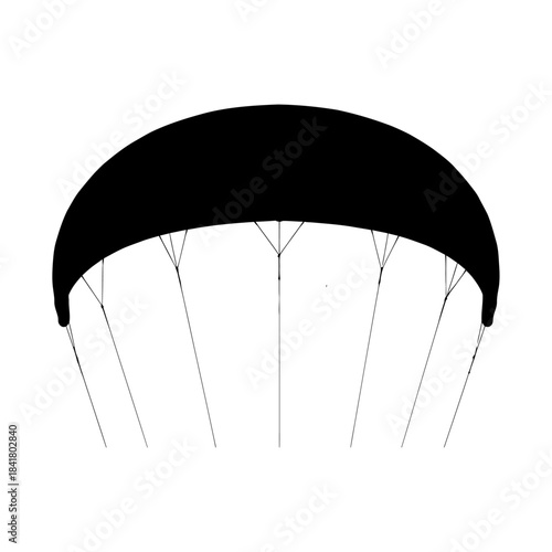 Black Parachute Silhouette Isolated on White Background.